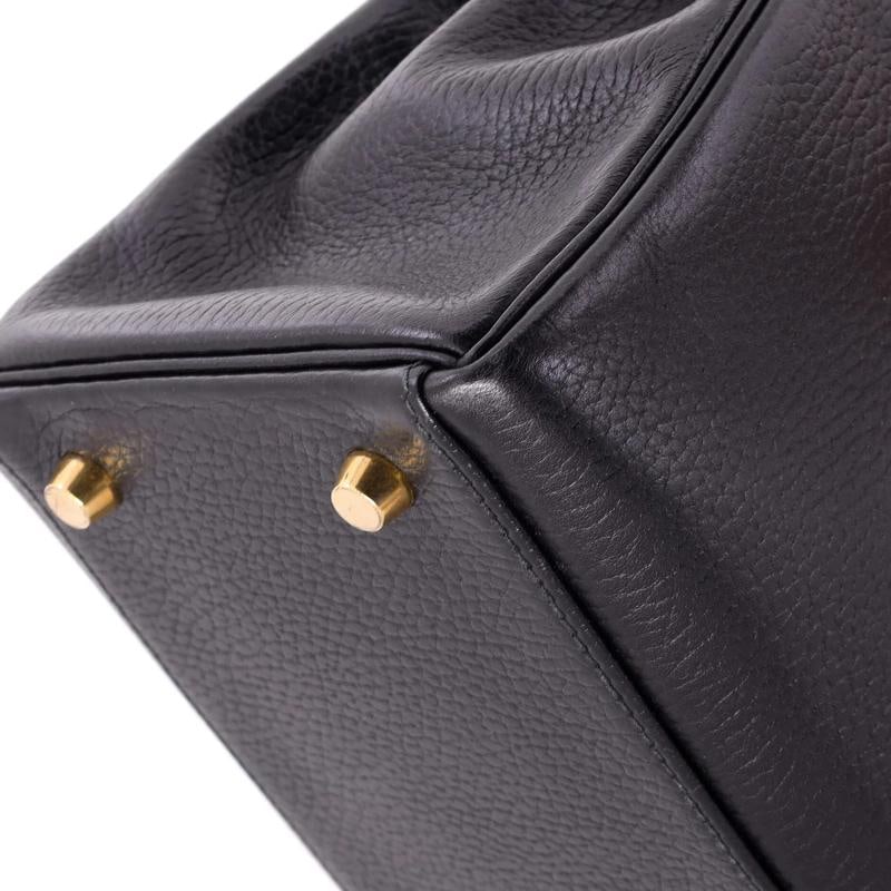 Hermes Kelly Handbag Black Ardennes with Gold Hardware 32 - 7