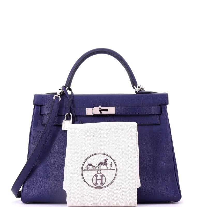 Hermes Kelly Handbag Verso Evercolor with Palladium Hardware 32 - 2