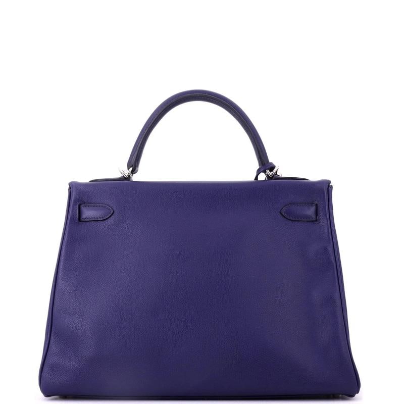Hermes Kelly Handbag Verso Evercolor with Palladium Hardware 32 - 4