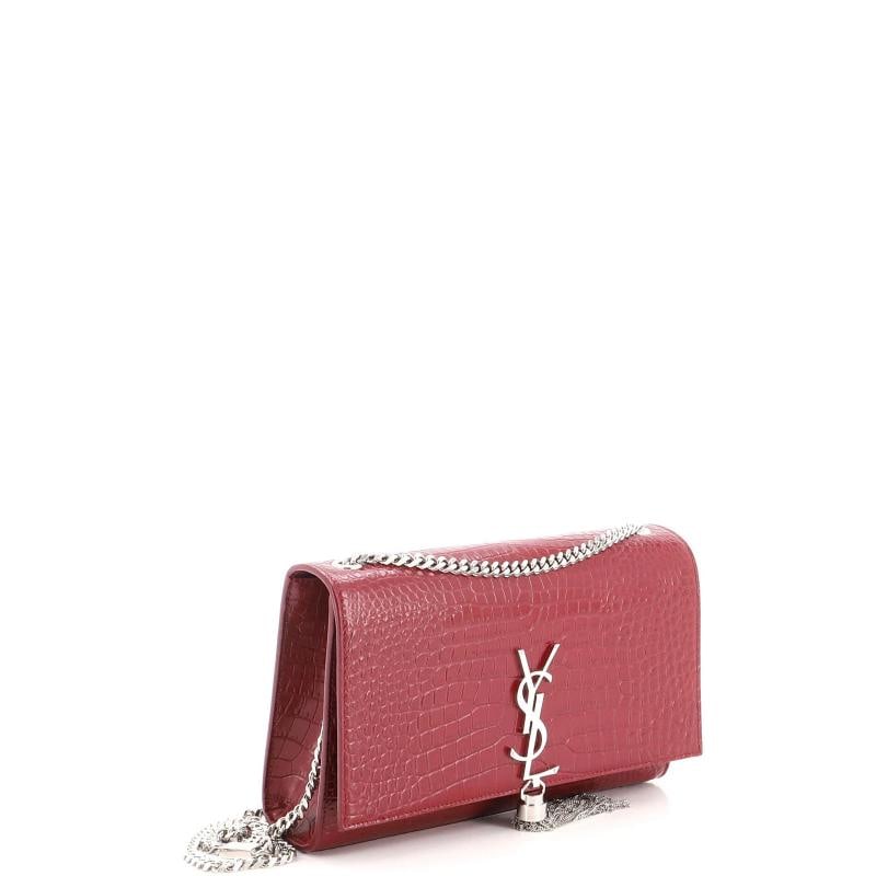 Saint Laurent Classic Monogram Tassel Crossbody Bag Crocodile Embossed Leather - 2