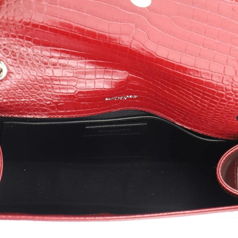 Saint Laurent Classic Monogram Tassel Crossbody Bag Crocodile Embossed Leather - 5
