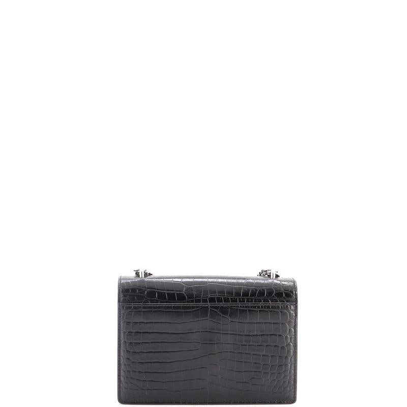 Saint Laurent Sunset Chain Wallet Crocodile Embossed Leather - 3