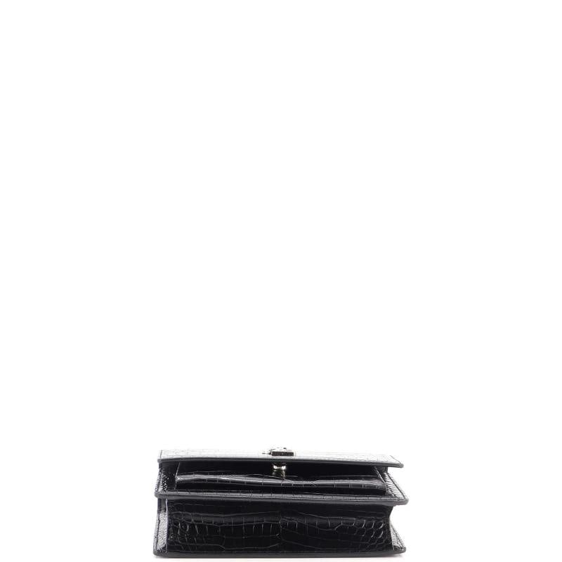 Saint Laurent Sunset Chain Wallet Crocodile Embossed Leather - 4