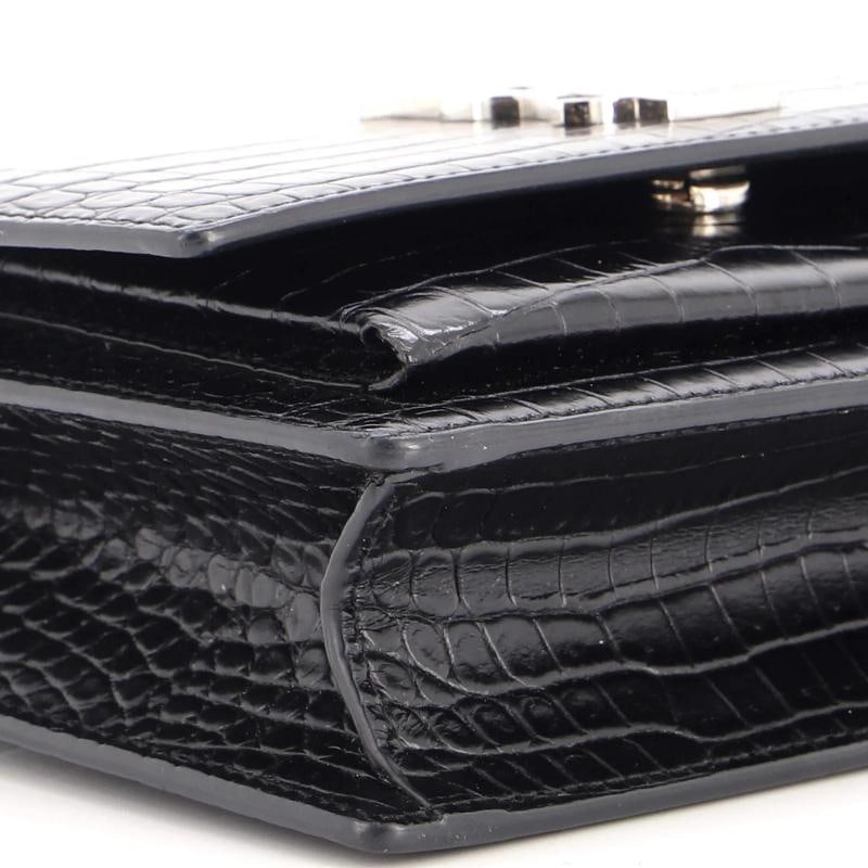 Saint Laurent Sunset Chain Wallet Crocodile Embossed Leather - 6