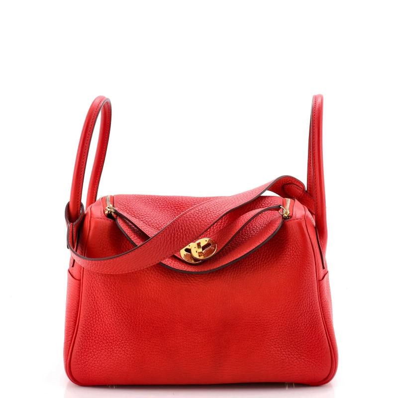 Hermes Lindy Bag Clemence 26: Condition: Pre-owned - Good,Brand: Hermes,Exterior Material: Leather,Style: Shoulder Bags,Exterior Color: Red,Department: Women,Size: 26,Accessories: Dust Bag Estimated Retail Price: $8,300