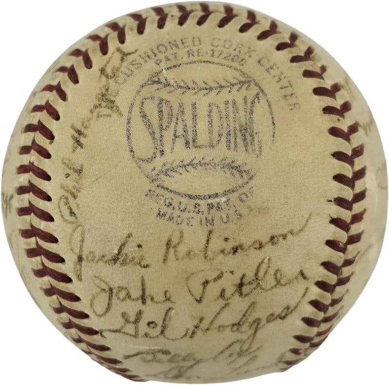 1948 Brooklyn Dodgers Team Signed Frick NL Ball 31 Sigs Jackie Robinson PSA/DNA - 2