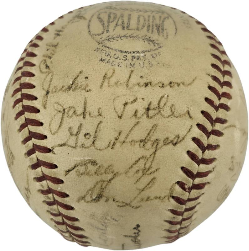 1948 Brooklyn Dodgers Team Signed Frick NL Ball 31 Sigs Jackie Robinson PSA/DNA - 3