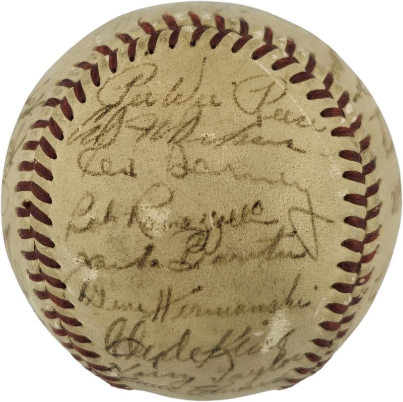 1948 Brooklyn Dodgers Team Signed Frick NL Ball 31 Sigs Jackie Robinson PSA/DNA - 6