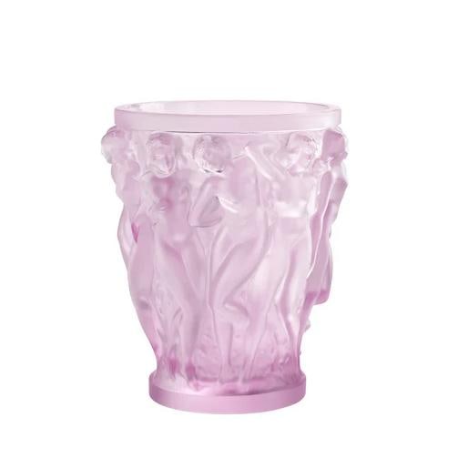 NEW LALIQUE CRYSTAL BACCHANTES LARGE VASE PINK LUSTER #10801300 BRAND NIB F/SH - 2