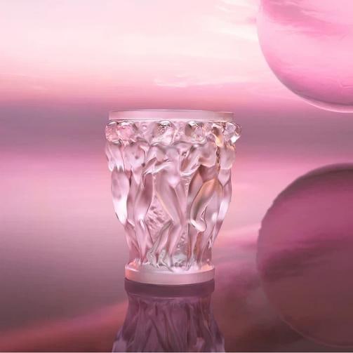NEW LALIQUE CRYSTAL BACCHANTES LARGE VASE PINK LUSTER #10801300 BRAND NIB F/SH - 3