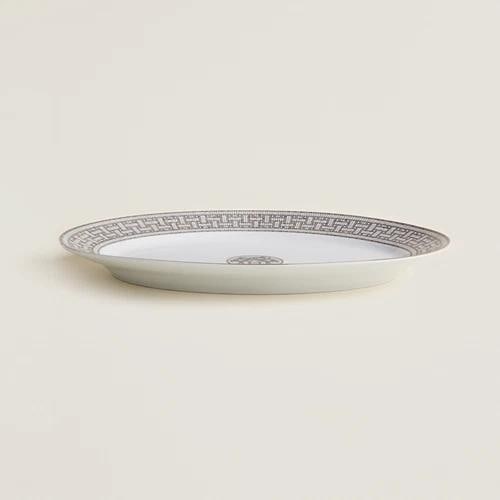NEW HERMES MOSAIQUE AU 24 PLATINUM OVAL PLATTER LARGE #P035050P BRAND NIB - 3