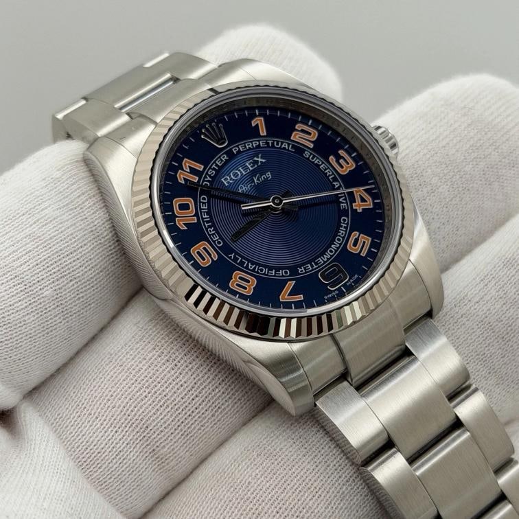 2025 CPO Rolex Air King 114234 34mm Blue Concentric Dial Steel 18k Gold Steel - 3