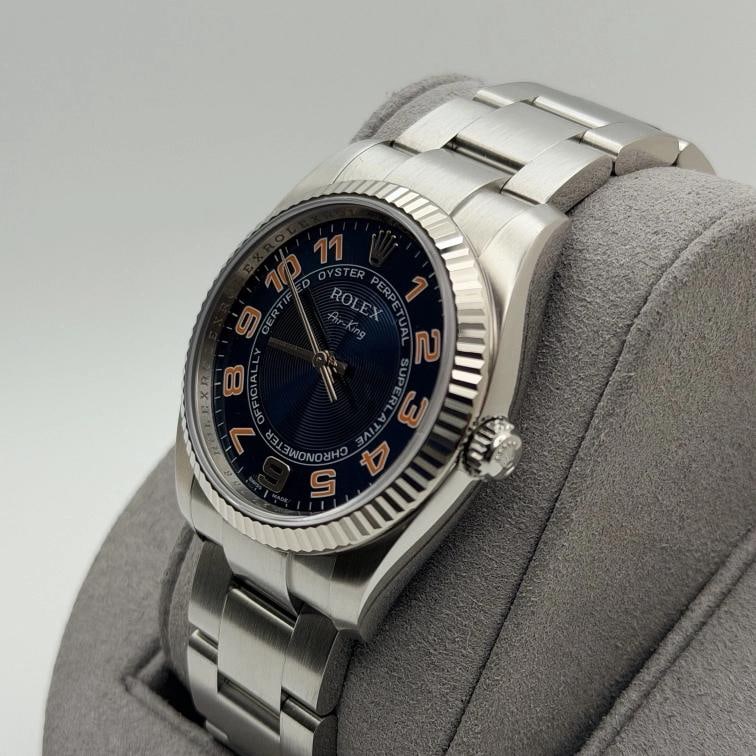 2025 CPO Rolex Air King 114234 34mm Blue Concentric Dial Steel 18k Gold Steel - 4