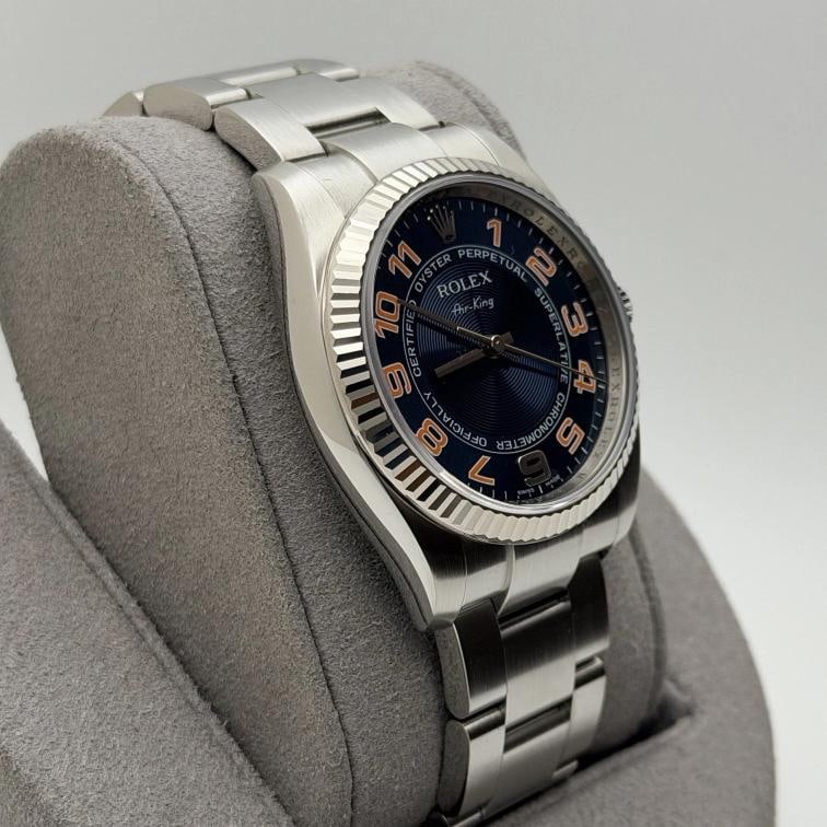 2025 CPO Rolex Air King 114234 34mm Blue Concentric Dial Steel 18k Gold Steel - 5