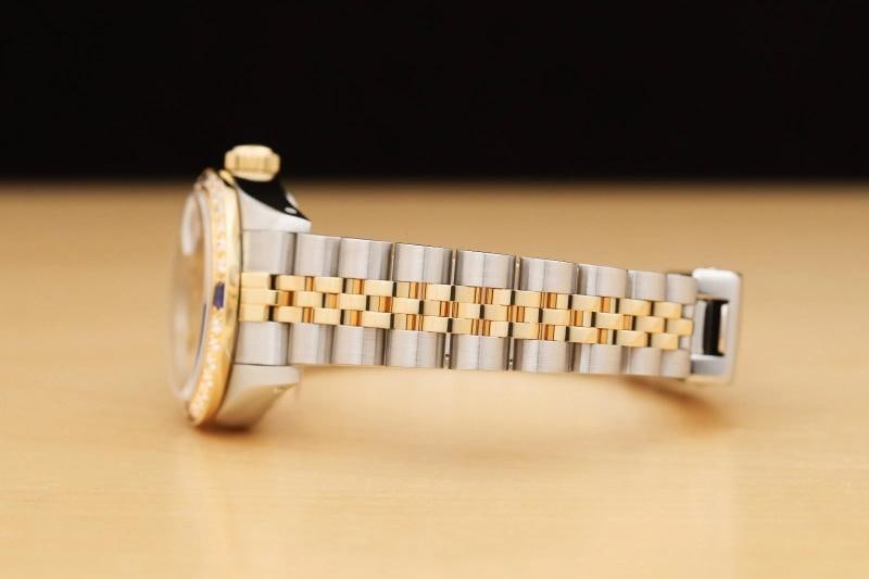 LADIES ROLEX DATEJUST 69173 CHAMPAGNE FACTORY DIAMOND 18K GOLD SAPPHIRE SS WATCH - 5