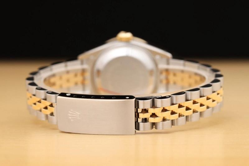 LADIES ROLEX DATEJUST 69173 CHAMPAGNE FACTORY DIAMOND 18K GOLD SAPPHIRE SS WATCH - 6