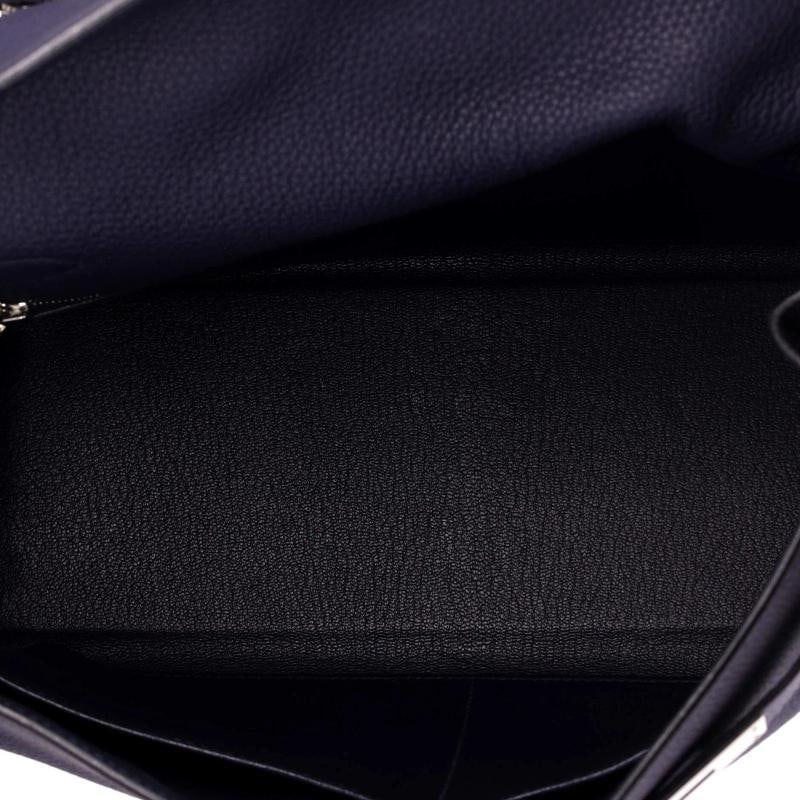 Hermes Kelly Handbag Blue Togo with Palladium Hardware 32 - 6