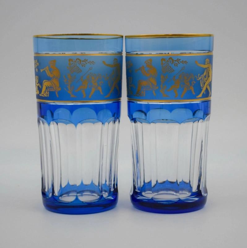 Val St. Lambert Set of 6 Multi Color Tumblers and Cocktail Pitcher - 3