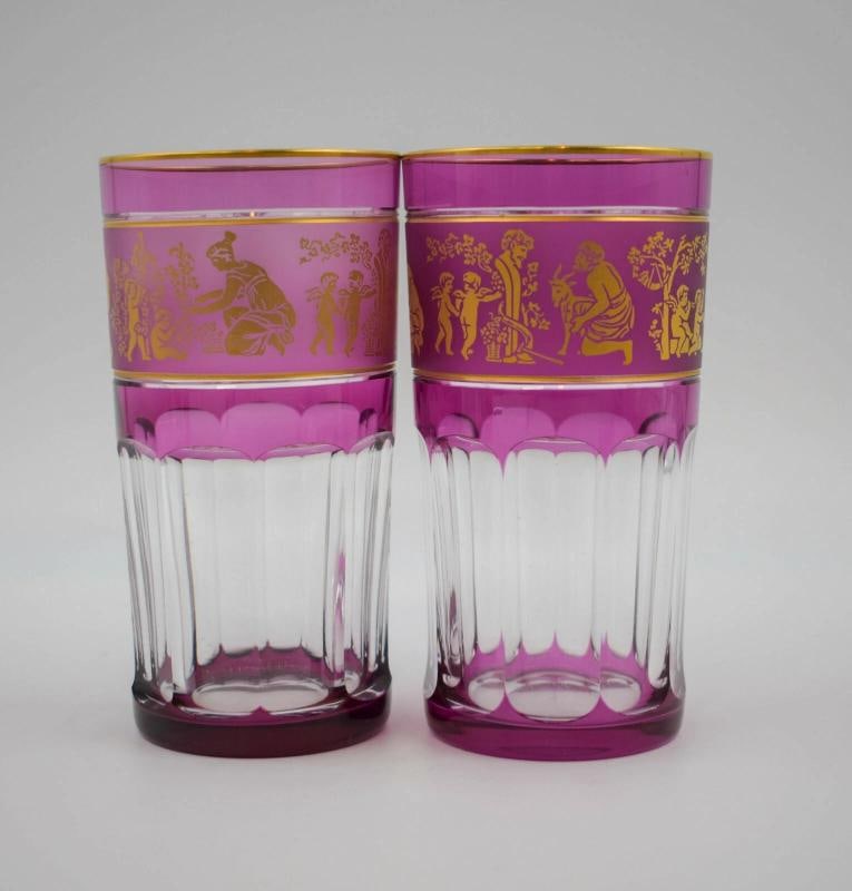 Val St. Lambert Set of 6 Multi Color Tumblers and Cocktail Pitcher - 4