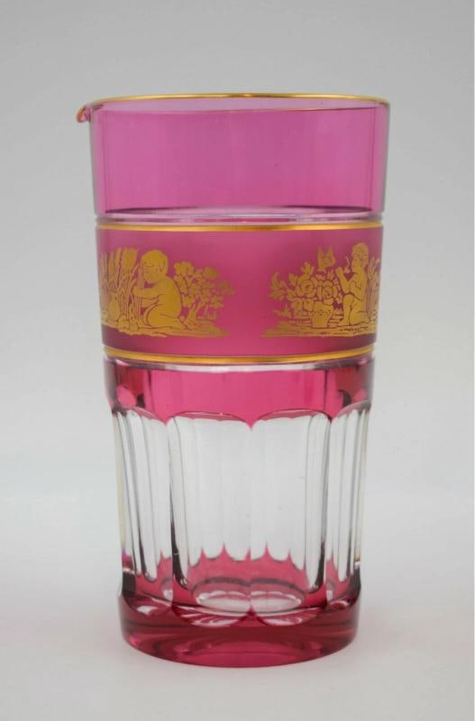 Val St. Lambert Set of 6 Multi Color Tumblers and Cocktail Pitcher - 6