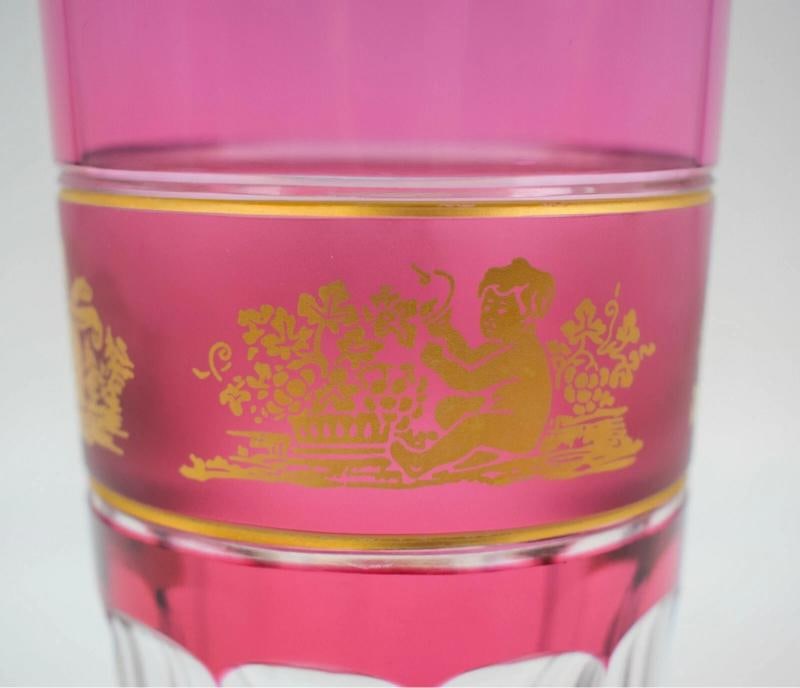 Val St. Lambert Set of 6 Multi Color Tumblers and Cocktail Pitcher - 7