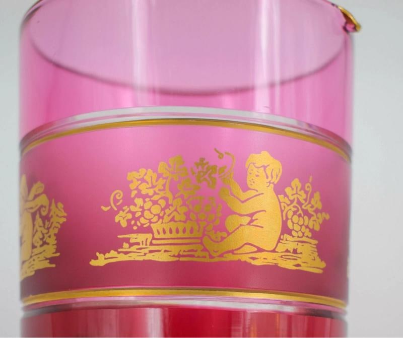 Val St. Lambert Set of 6 Multi Color Tumblers and Cocktail Pitcher - 8