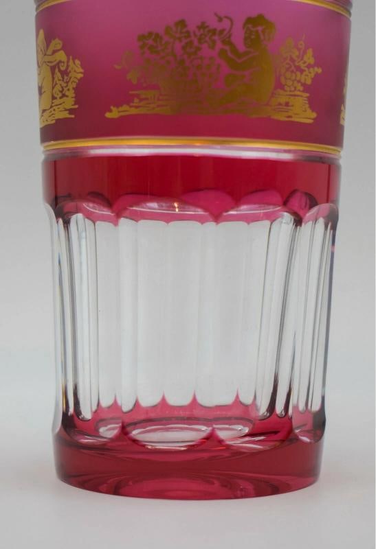 Val St. Lambert Set of 6 Multi Color Tumblers and Cocktail Pitcher - 9