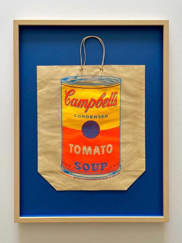 ANDY WARHOL RARE 1966 MCM SOUP CAN SILKSCREEN PRINT FRAMED POP ART SHOPPING BAG - 18
