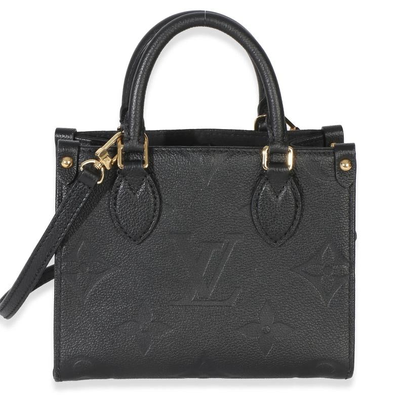 Louis Vuitton Black Monogram Empreinte Onthego BB: Condition: Pre-owned - Good,Dimensions: 7 x 5.75 x 2.75,Handbag Accessories: Dustbag,Bag Width: 7 in,Bag Depth: 2.75 in,Bag Height: 5.75 in,Department: Unisex,Style: Shoulder Bag;Top Handle,Material: