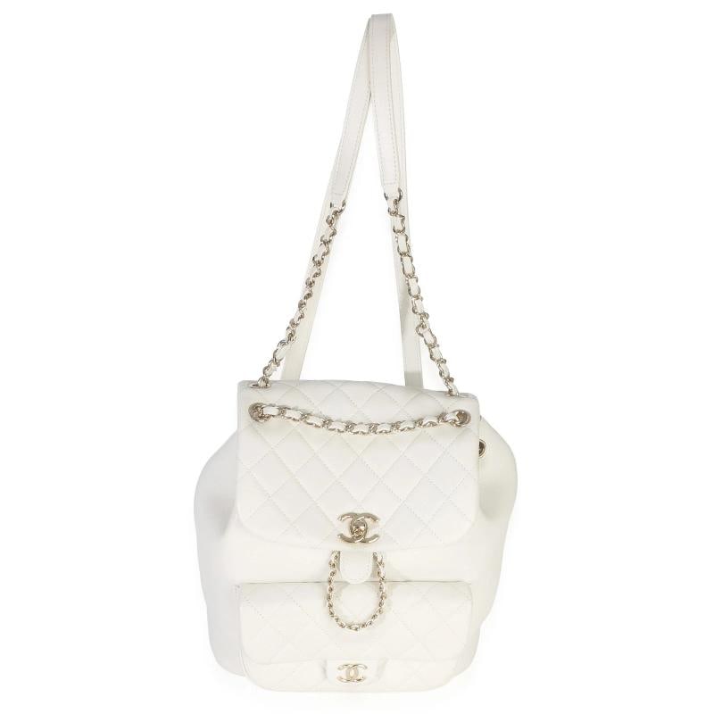 Chanel White Quilted Lambskin Small Duma Drawstring Backpack - 10