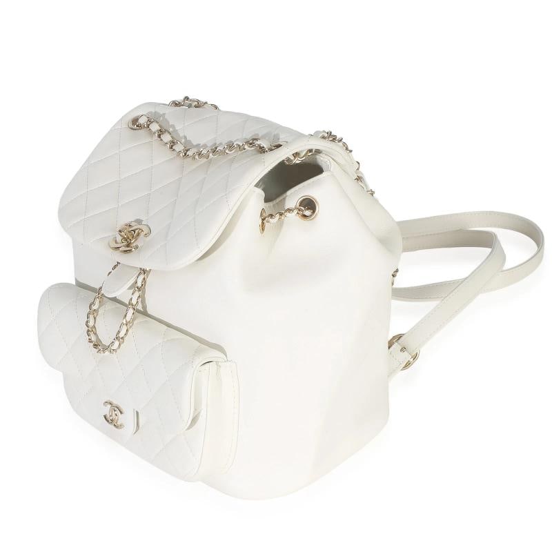 Chanel White Quilted Lambskin Small Duma Drawstring Backpack - 4
