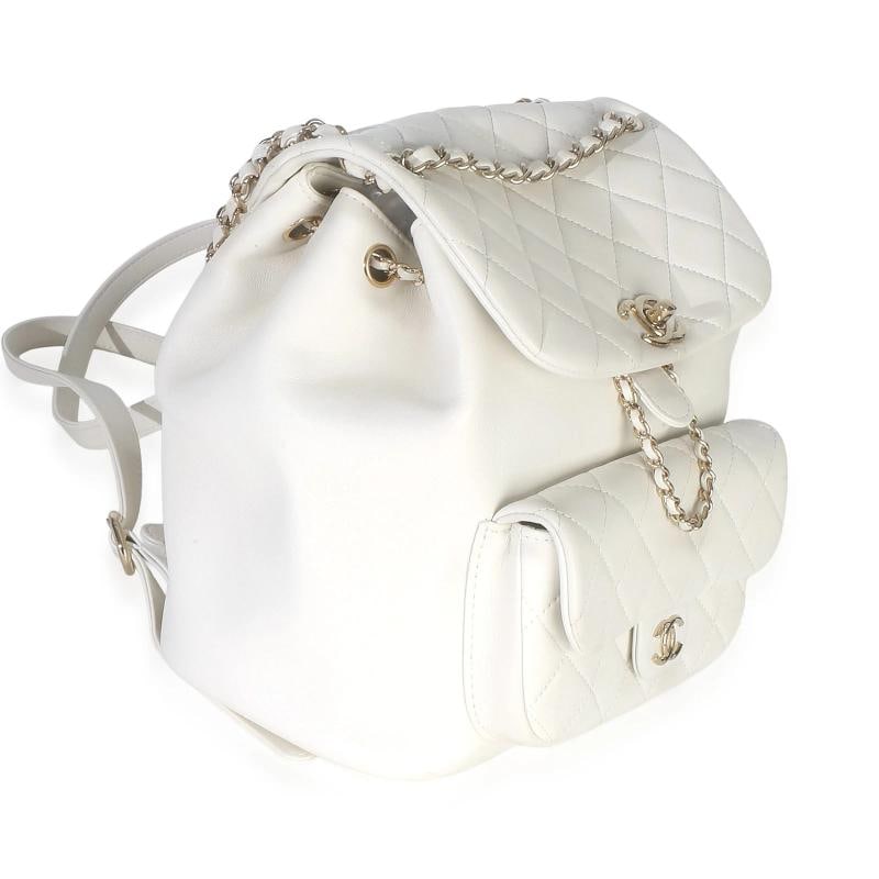 Chanel White Quilted Lambskin Small Duma Drawstring Backpack - 5