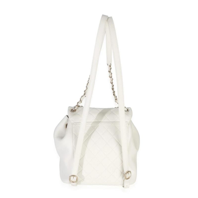 Chanel White Quilted Lambskin Small Duma Drawstring Backpack - 6
