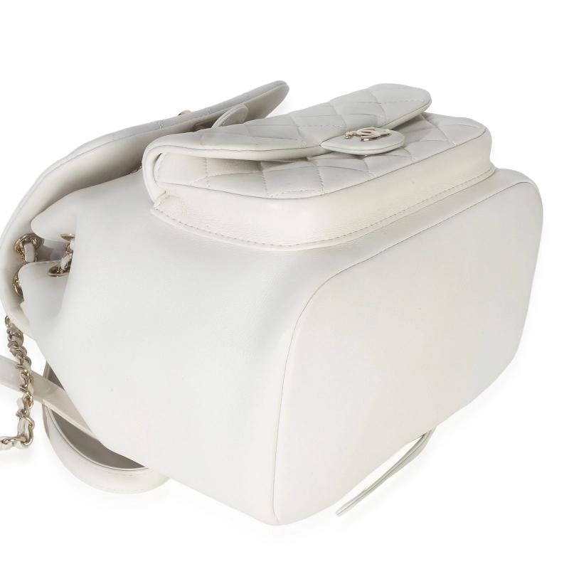 Chanel White Quilted Lambskin Small Duma Drawstring Backpack - 7