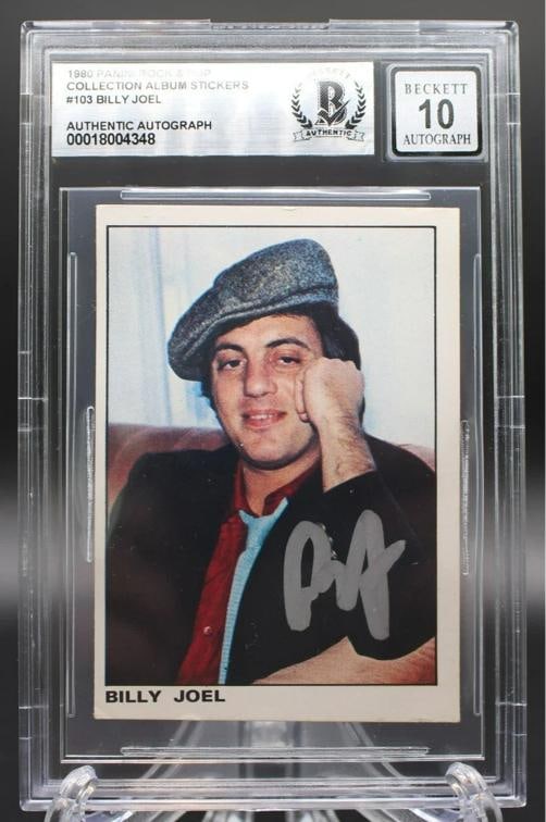 BILLY JOEL SIGNED 1980 PANINI ROCK & POP #103 ROOKIE CARD RC BECKETT 10 AUTO BAS - 2