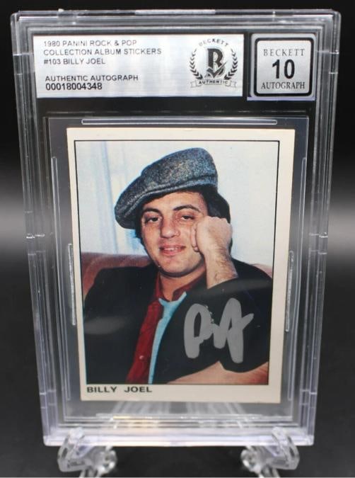 BILLY JOEL SIGNED 1980 PANINI ROCK & POP #103 ROOKIE CARD RC BECKETT 10 AUTO BAS - 3