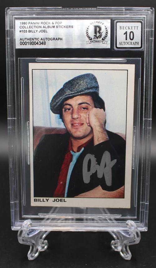 BILLY JOEL SIGNED 1980 PANINI ROCK & POP #103 ROOKIE CARD RC BECKETT 10 AUTO BAS - 4
