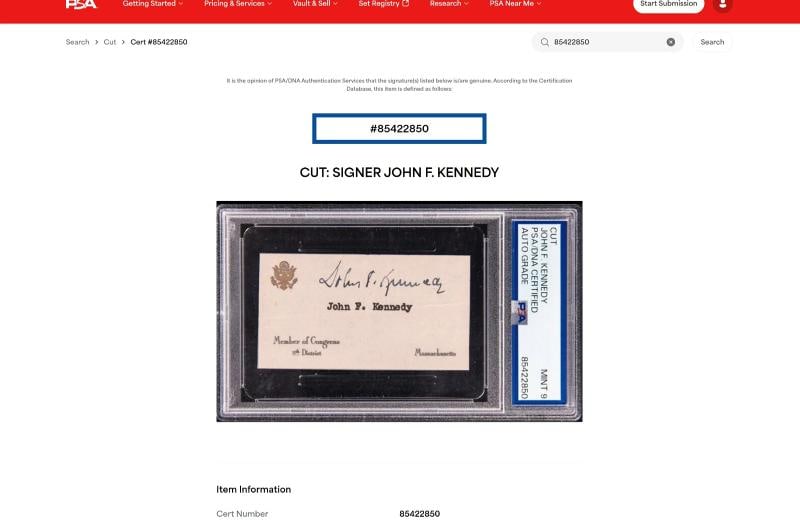 President John F. Kennedy JFK Signed Congressional Card PSA DNA Certified - 3