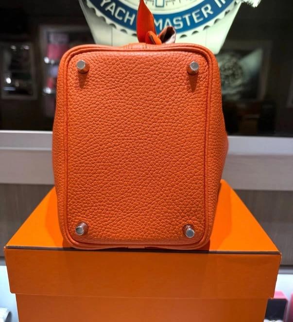HermÃƒÂ¨s Picotin Lock 18 Handbag Orange Clemence Leather - 11