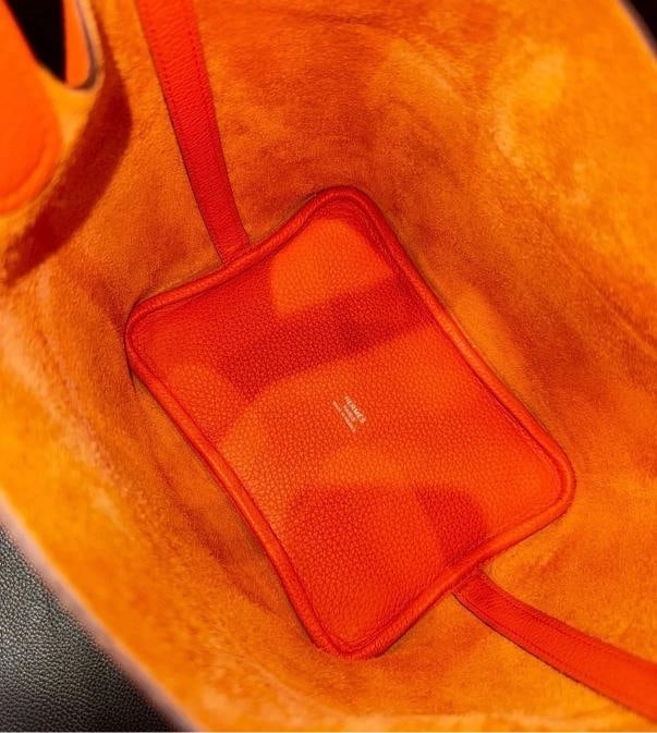 HermÃƒÂ¨s Picotin Lock 18 Handbag Orange Clemence Leather - 15