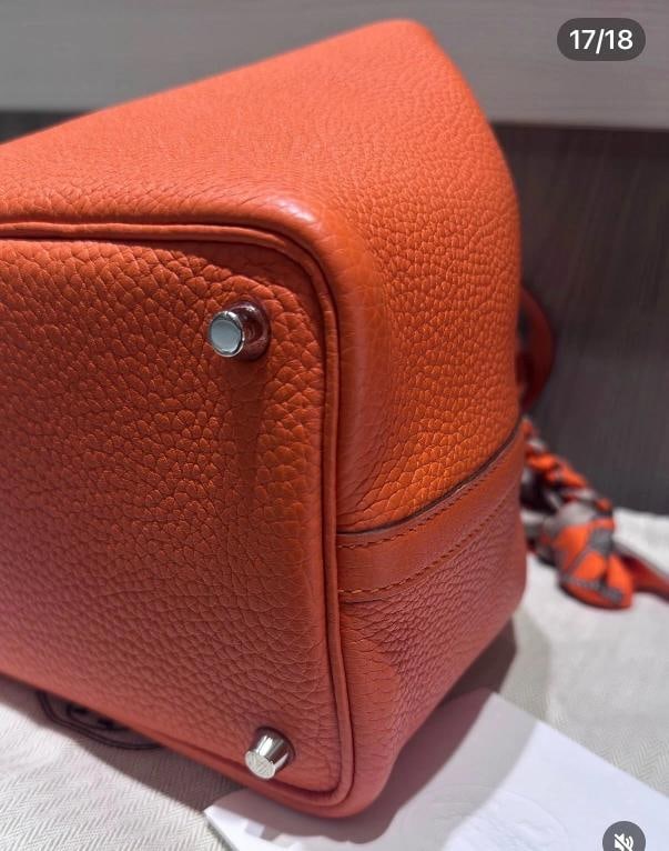 HermÃƒÂ¨s Picotin Lock 18 Handbag Orange Clemence Leather - 5