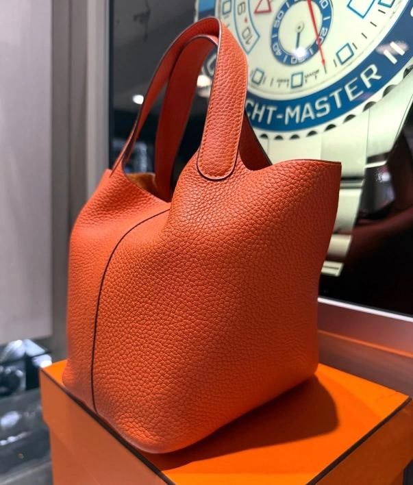 HermÃƒÂ¨s Picotin Lock 18 Handbag Orange Clemence Leather - 7