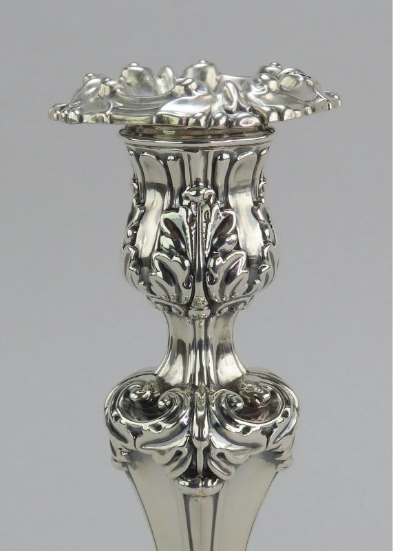 Ornate Set 4 1811-1819 English Georgian Sterling Silver Candlesticks - 3