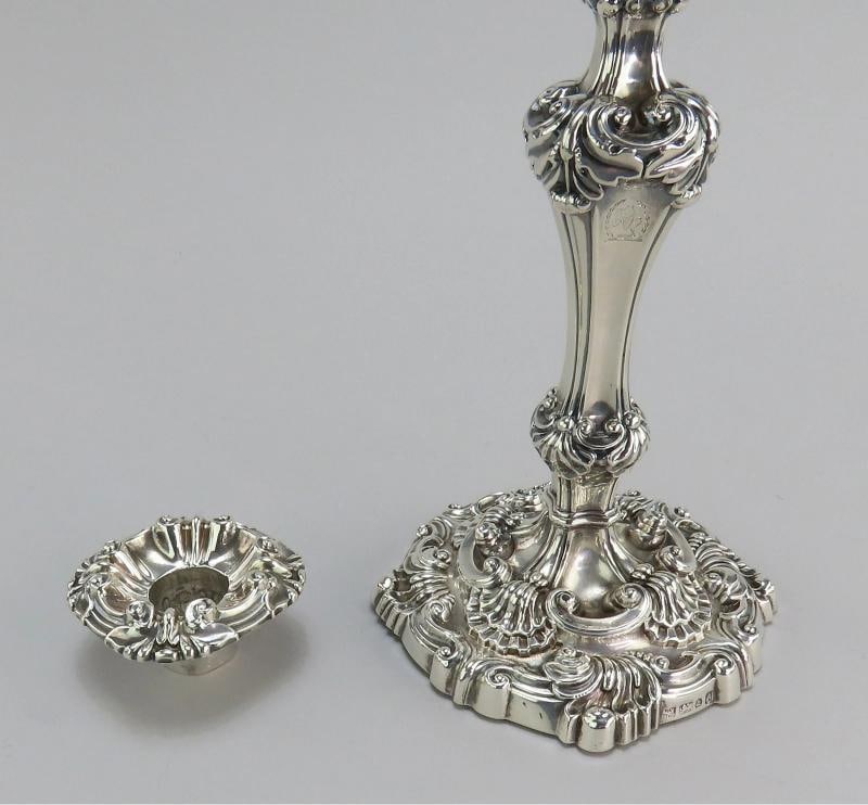 Ornate Set 4 1811-1819 English Georgian Sterling Silver Candlesticks - 4