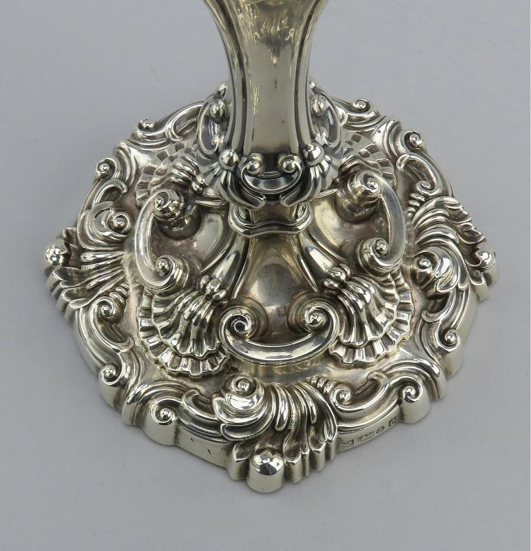 Ornate Set 4 1811-1819 English Georgian Sterling Silver Candlesticks - 9