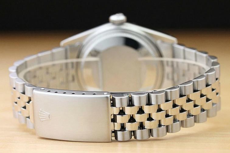 MENS ROLEX DATEJUST 16014 BLACK ROMAN 18K WHITE GOLD SS WATCH w/ JUBILEE BAND - 6