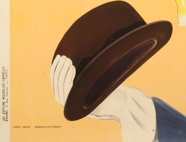 Original Vintage Poster, Cappiello, Mossant Hat, Fashion, Glove, Gentleman, 1938 - 3