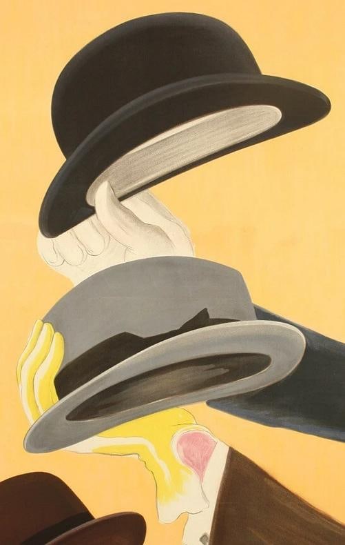 Original Vintage Poster, Cappiello, Mossant Hat, Fashion, Glove, Gentleman, 1938 - 4