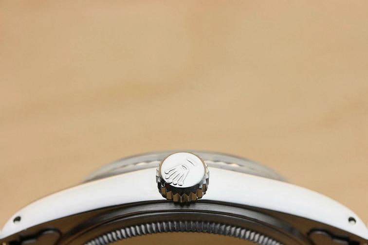 MENS ROLEX DATEJUST 16014 BLACK ROMAN 18K WHITE GOLD FLUTED BEZEL STEEL WATCH - 8