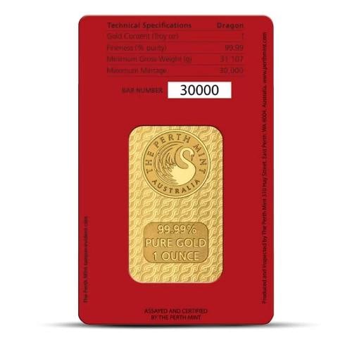 1 oz Perth Dragon Gold Bar - 2